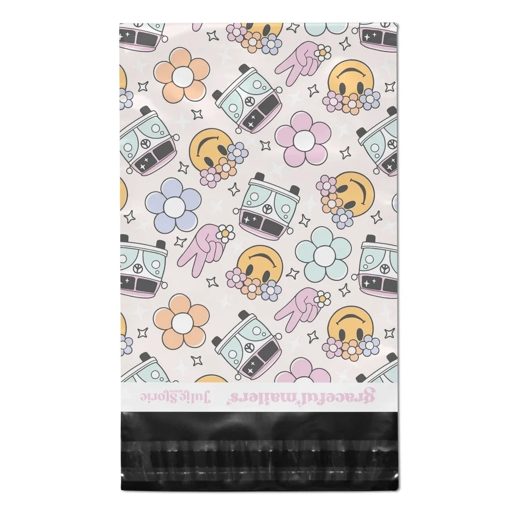 Groovy Hippie Poly Mailers 10x13 Inch 100 Pack Shipping Supplies Volkswagen‎